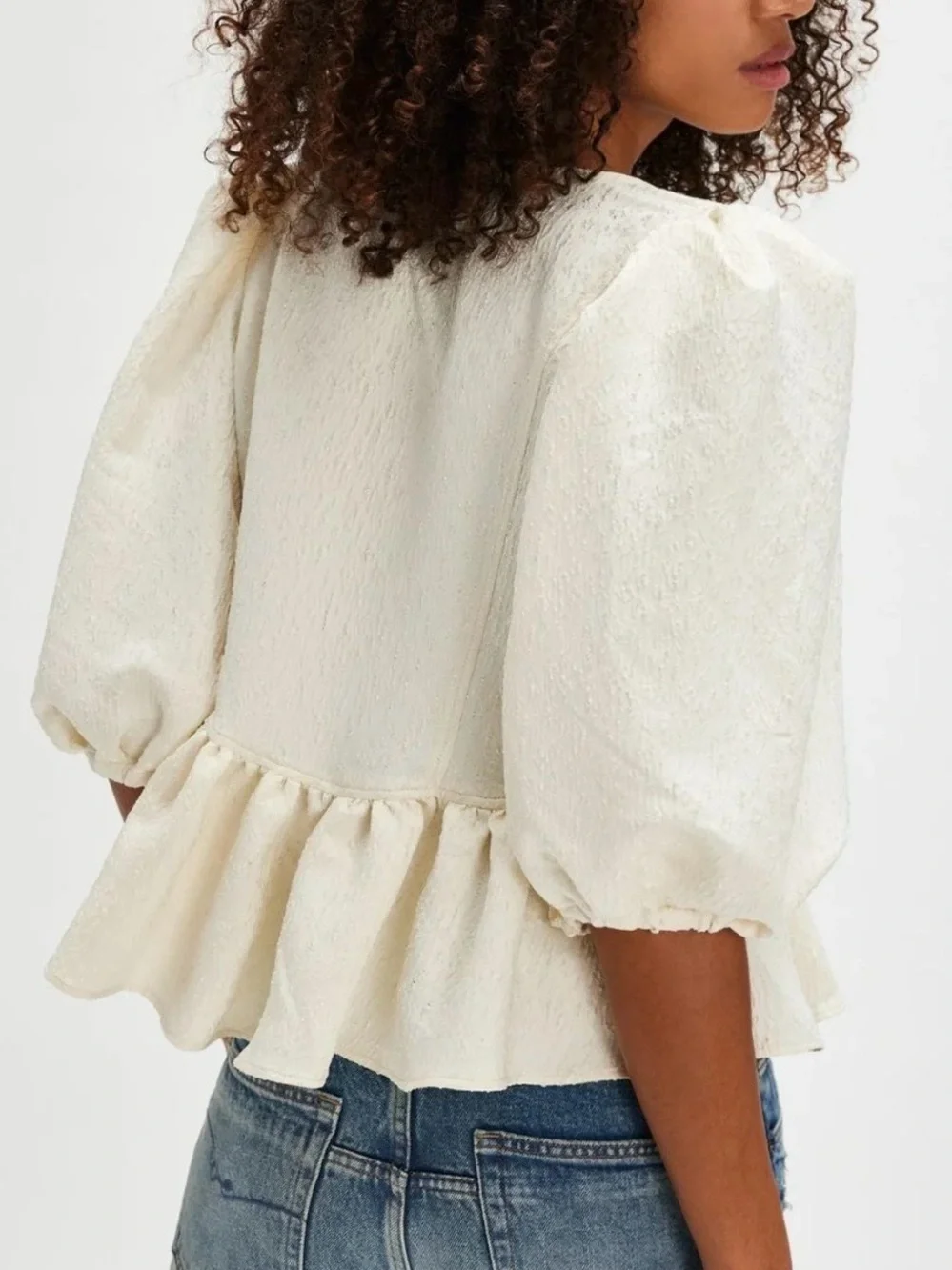 Free People Pamela bow tie blouse in white alyssum